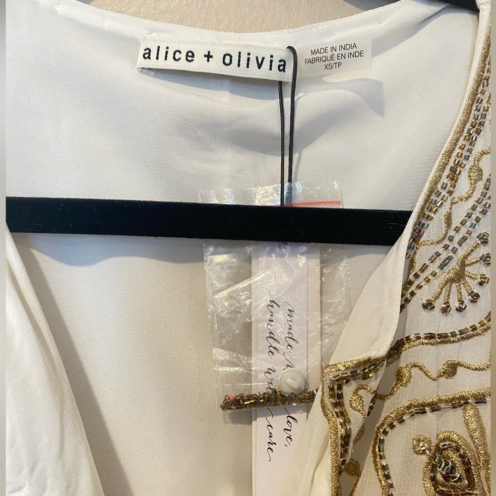 NWT $895 Alice and Olivia Marva Embellished Braid Belt Mini Kaftan - Picture 10 of 11